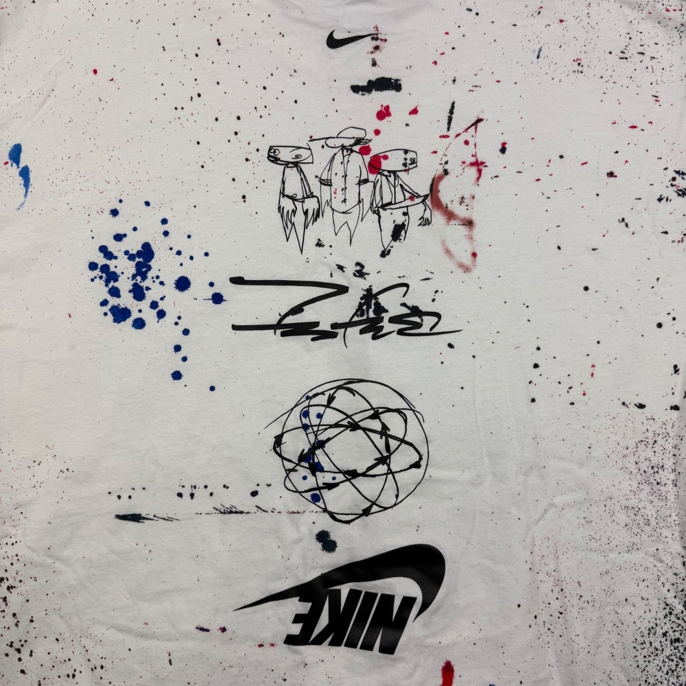 Nike X Futura Breaking Max90 Mens XL White Splatter Loose Fit T-Shirt HF5564-100